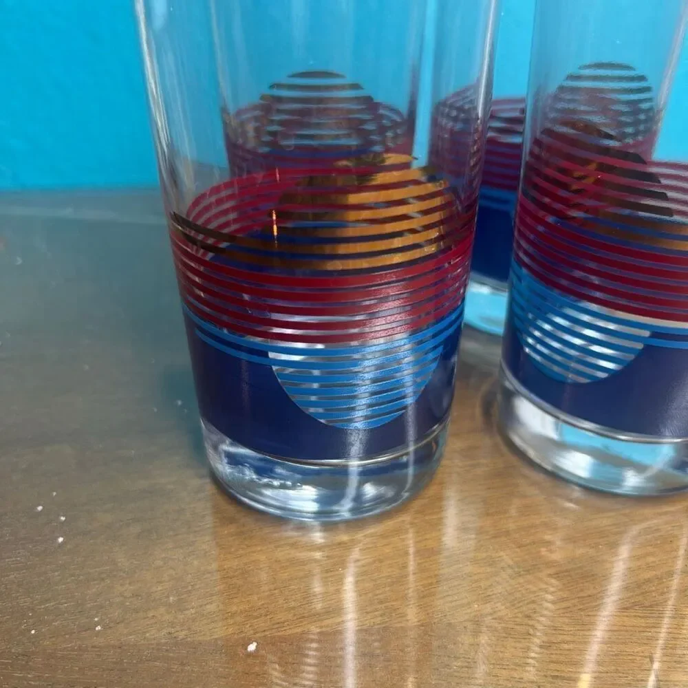 Anchor hocking  Vintage Mid-Century Modern Highball Glasses Set of 4 Retro Red B